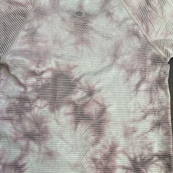 Lululemon Swiftly Tech Size 4 Long Sleeve 2.0 Shibori Stripe Pink Taupe Tie Dye - Picture 12 of 14